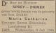 Geboorteaankondiging Maria Catharina Sprey (1930)